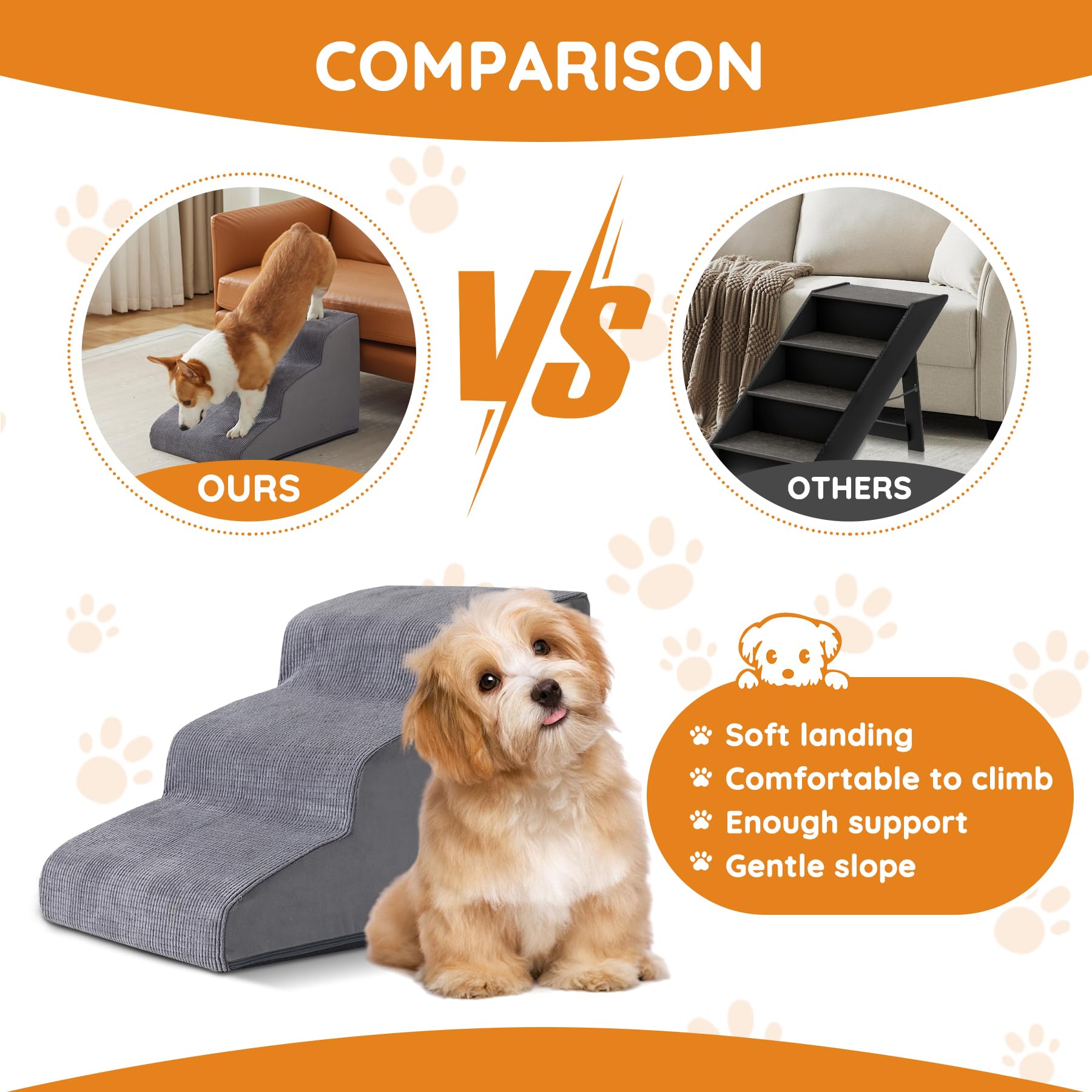 Ahpmeoa escalier pour chien 5 étapes courbe, accès facile et sûr