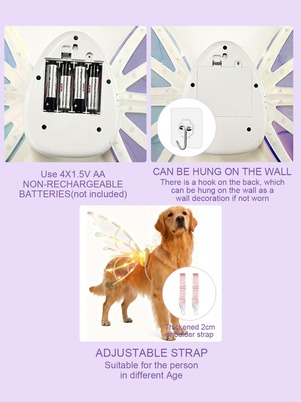 AIANR ailes-accessoire-mode-chien facile a porter et securise