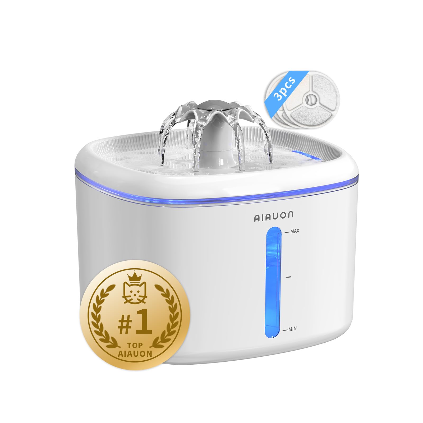 Fontaine AIAUON pour chat avec capacité 2,5 L et eau fraîche constante.