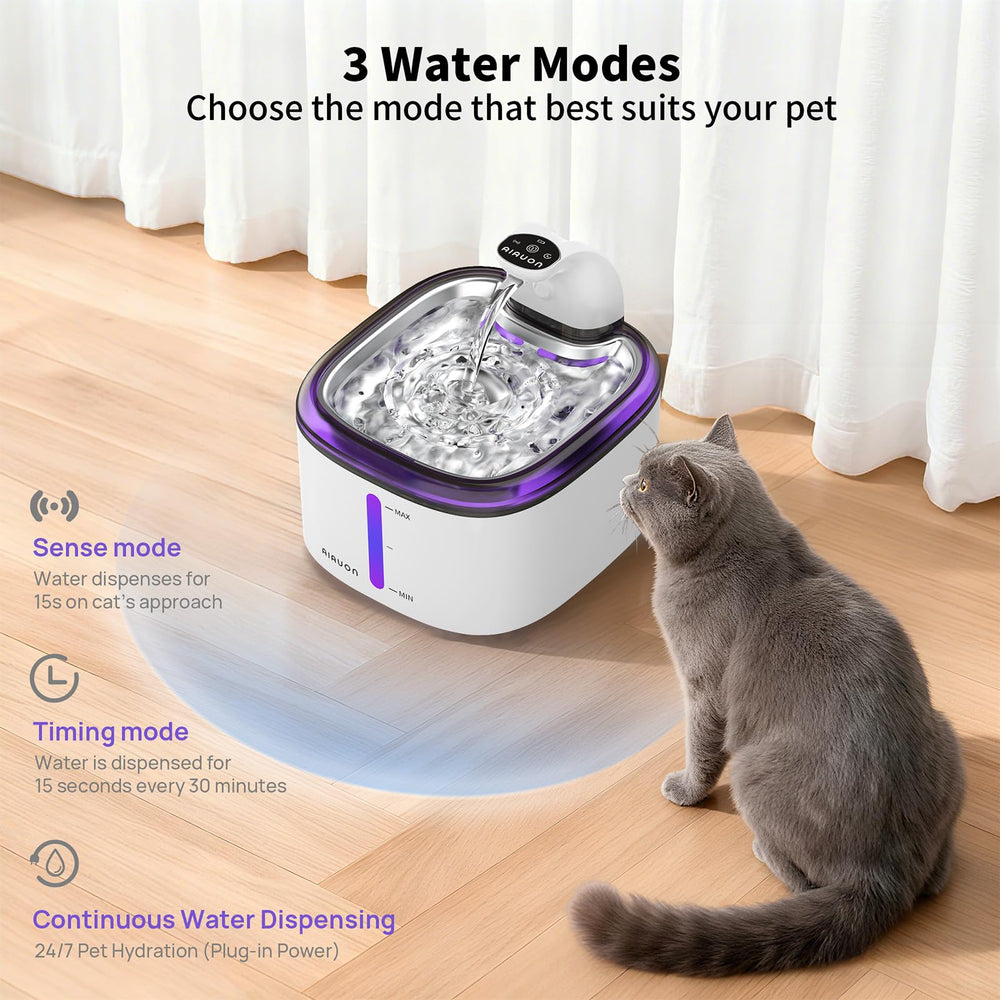 AIAUON fontaine chat mode capteur active l’eau lorsque le chat s’approche.