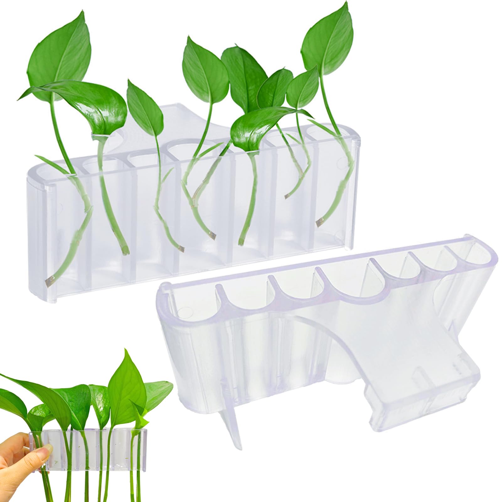 Aidmi porte-plante aquarium 7-trous, fixation stable et transparente