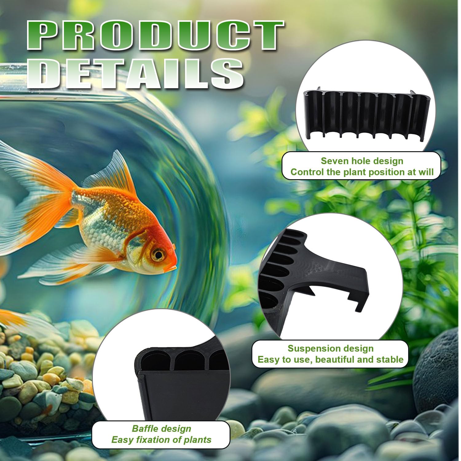 Aidmi porte-plante aquarium base perforée, meilleure circulation et enracinement.