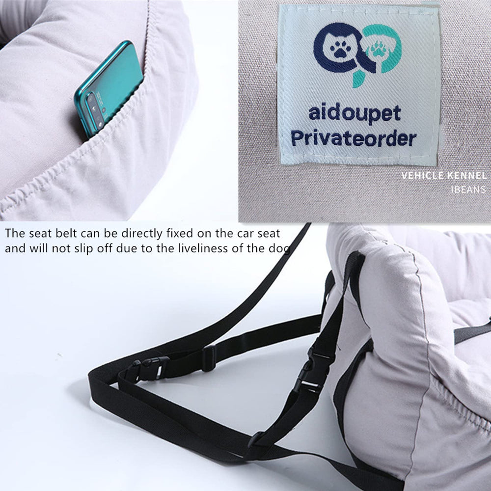 Aidoupet Booster Seat: espace de rangement intégré pour accessoires et sacs.