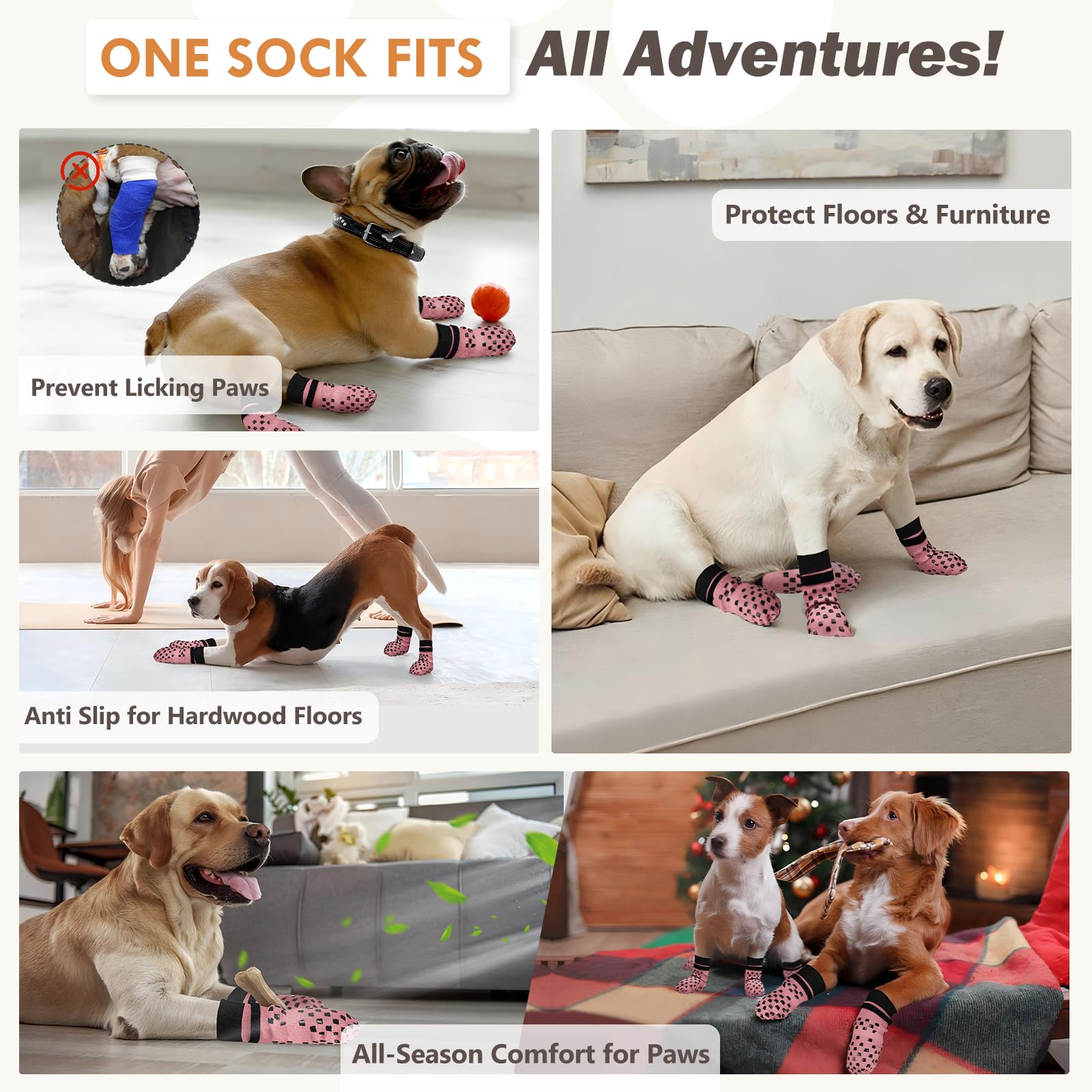 AIEDOULER chaussettes chien, stabilité pour seniors.