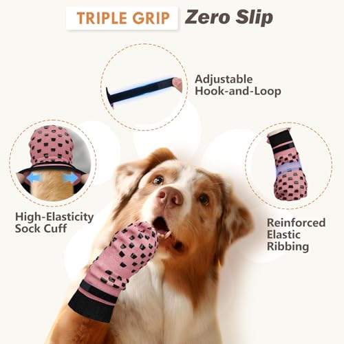 AIEDOULER chaussettes chien, traction double-face sur surfaces variées.