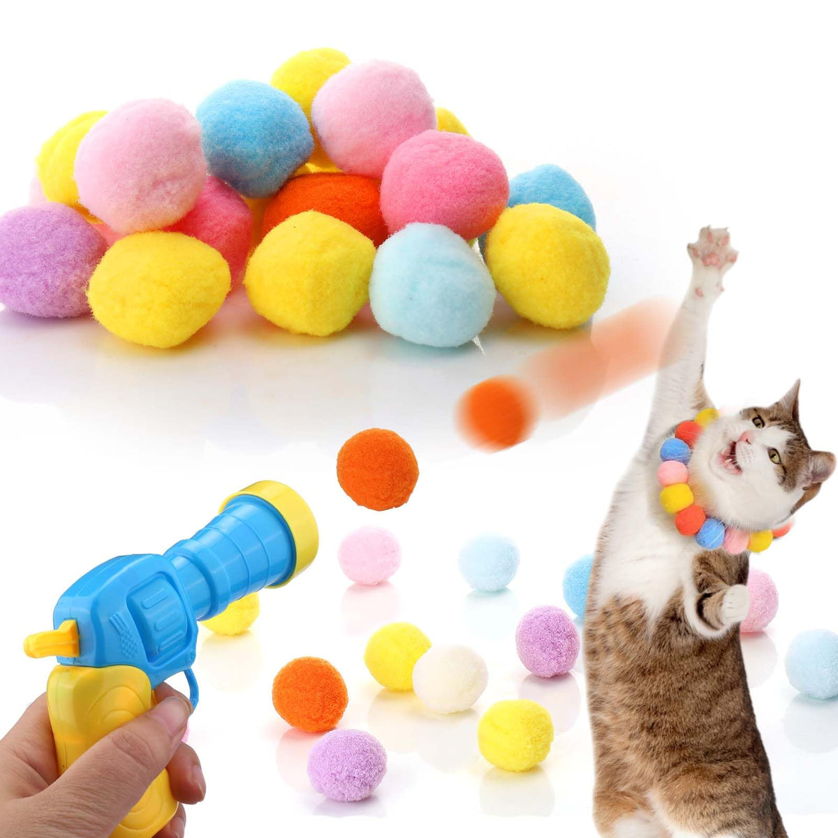 AIERSA Lanceur-balles-chat-peluche, jouet interactif stimulant le lien avec votre chat.