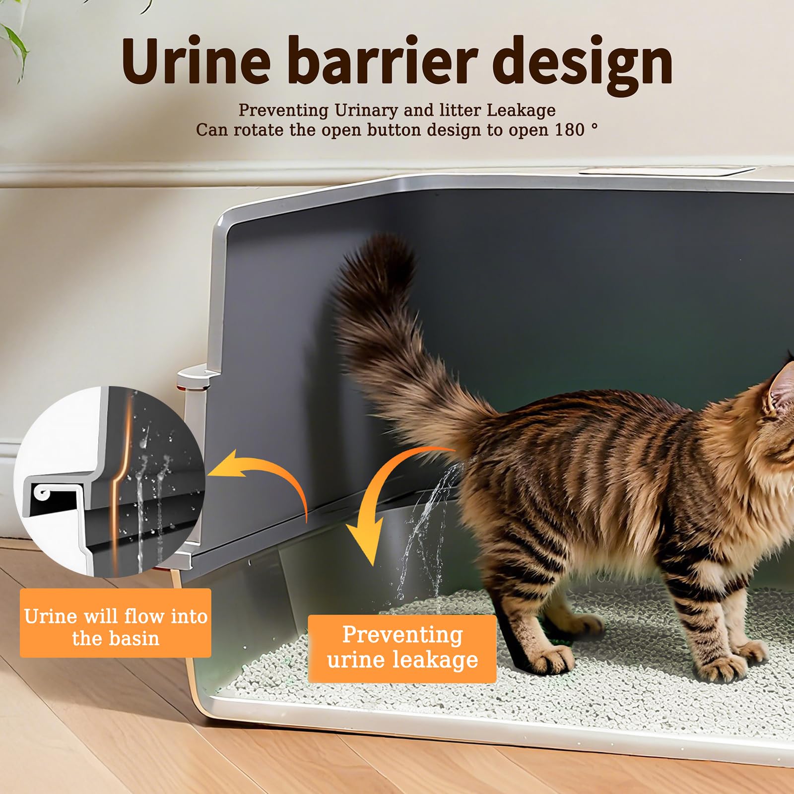 Bac litière AIFUN XXL 3 positions du couvercle, adaptabilité.