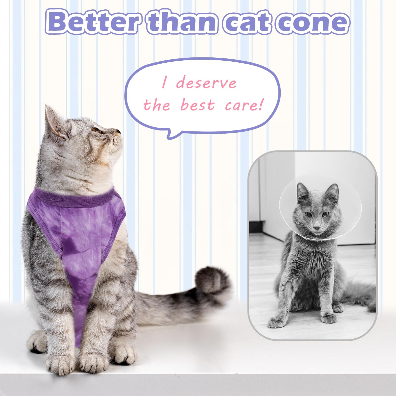 Aiieim combinaison de récupération chat 2 pièces ensemble pratique.