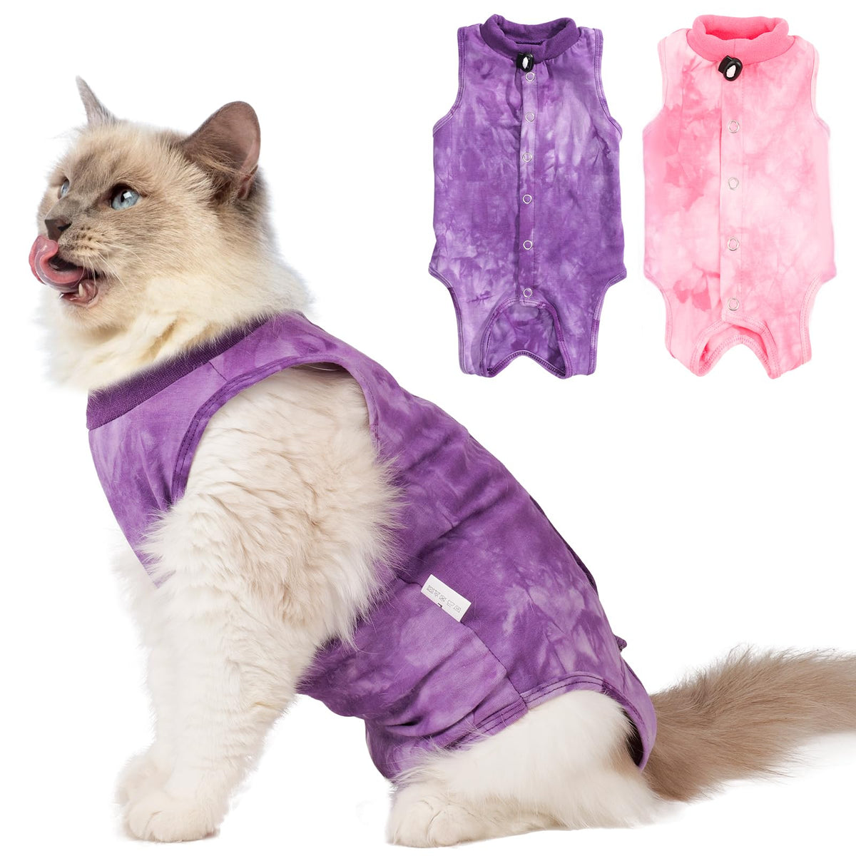 Aiieim combinaison de récupération chat rose-violet vue avant, confort récupération.