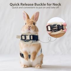 Harnais Aiitle design carreaux, style unique pour votre lapin pendant les activités.