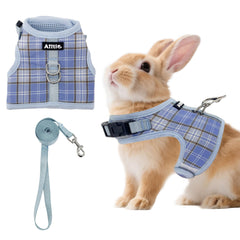 AIITLE harnais lapin respirant carreaux bleu, confort quotidien.