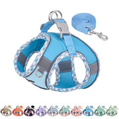 Aiitle harnais petit chien respirant en jacquard bleu XXS pour confort durable