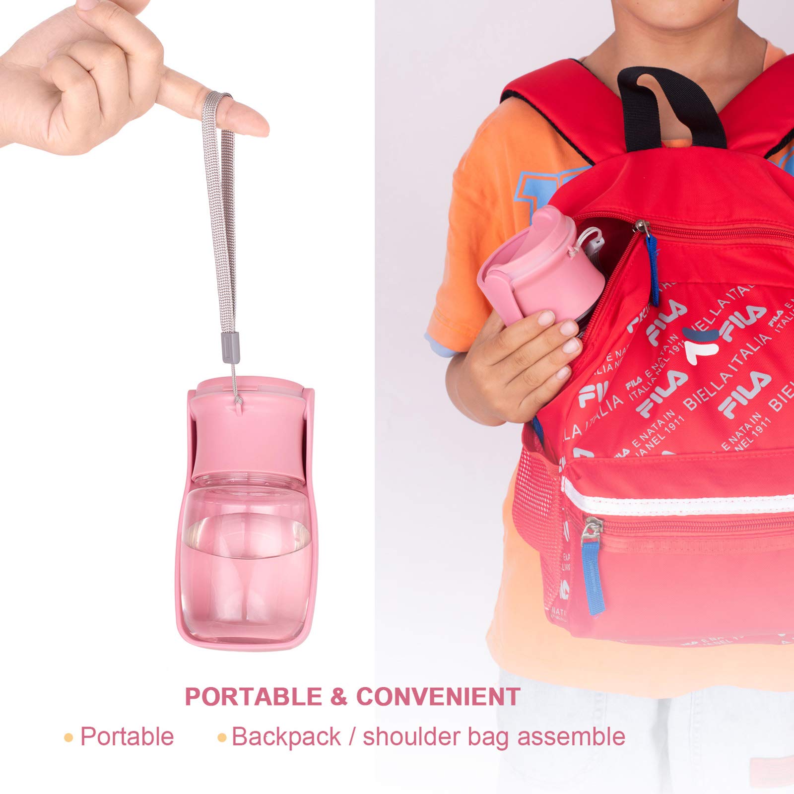 AIKIDS bouteille eau chien sans BPA rose, matériau sûr