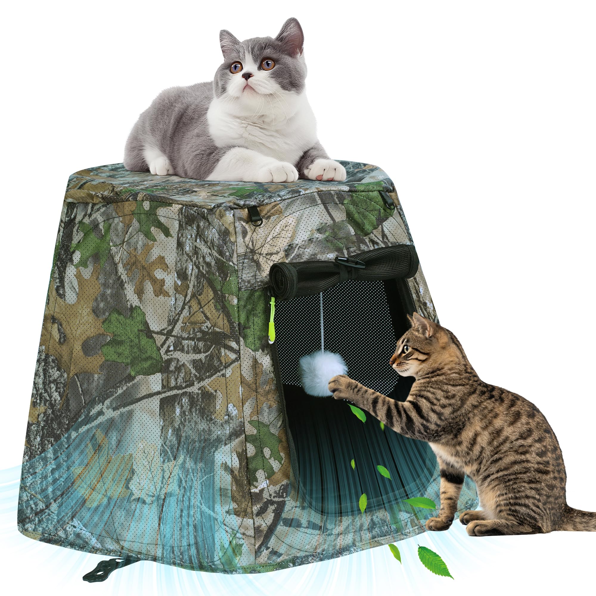 Tente chat Aimease ouverte sans assemblage, mise en place rapide.