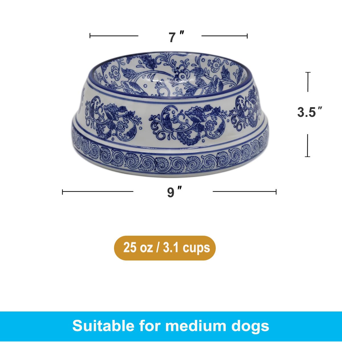 Bol Aimusego avec motifs peints à la main en bleu et blanc pour repas élégant.