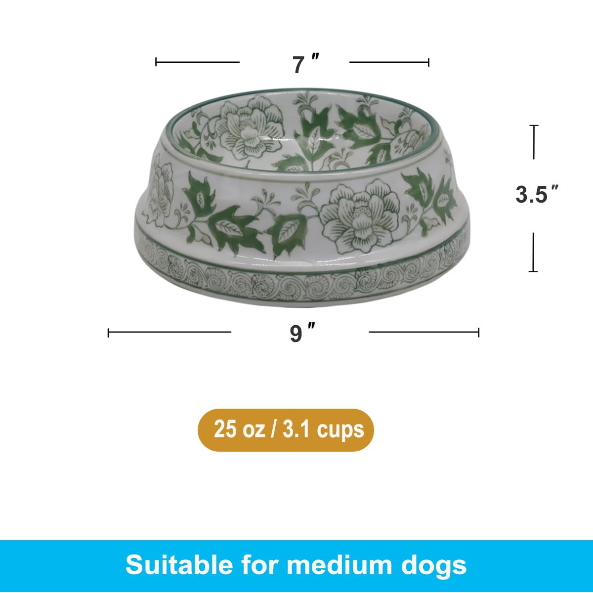 Bol Aimusego vert et blanc Chinoiserie peint à la main, élégance sur table.