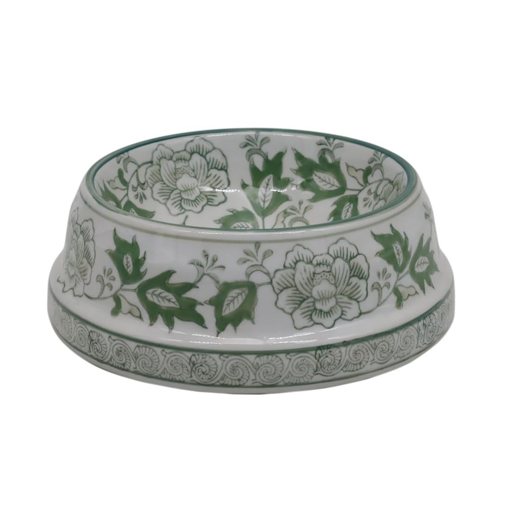 Bol Aimusego pour chien en céramique vert et blanc, anti-dérapant pour repas stable.