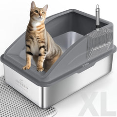 Bac-litière AIPERRO avec couverture en acier inox pour moins de débris et intimité.