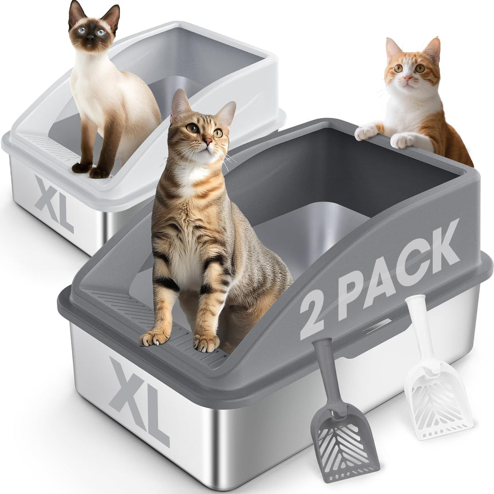 aiperro bac-litiere inox avec couvercle: espace privé et réduction des projections de litière.