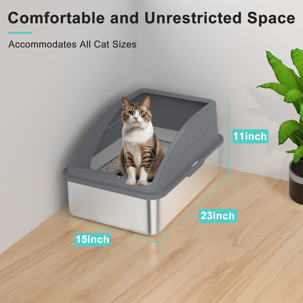 aiperro bac-litiere inox anti-odeur: design aidant à réduire les odeurs et garder la pièce propre.