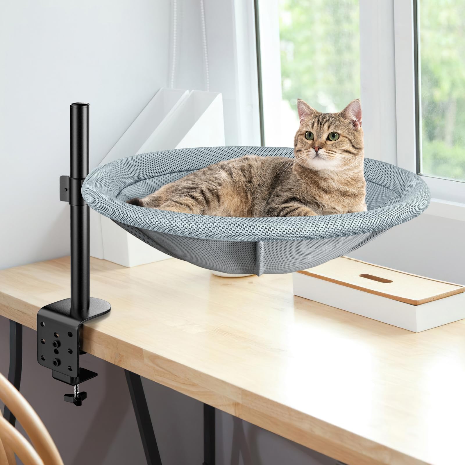 AIPERRO lit-bureau-chat rotation à 360°, reste près de votre espace.