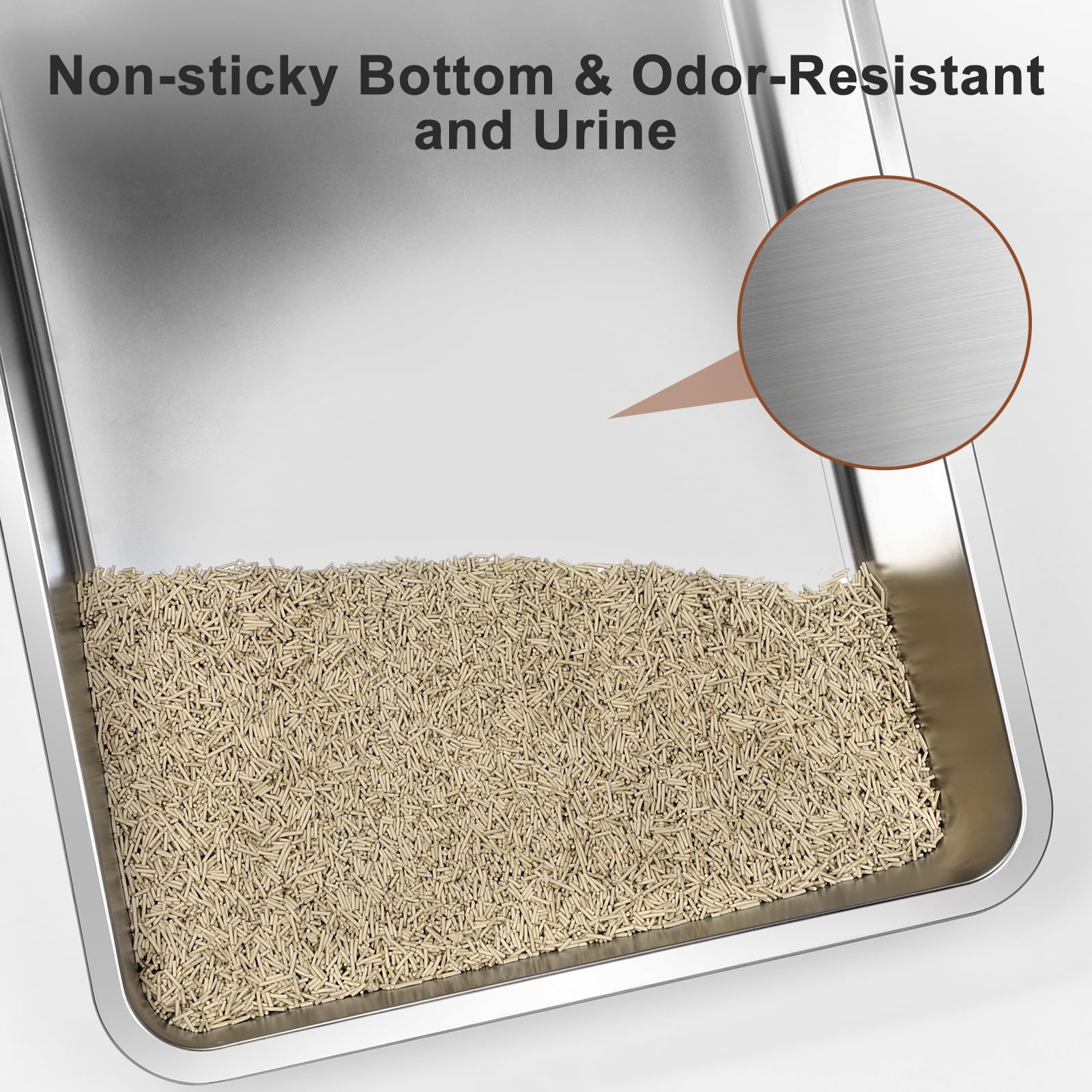 Litière robuste en acier noir AIPERRO, durabilité et facilité d’entretien.