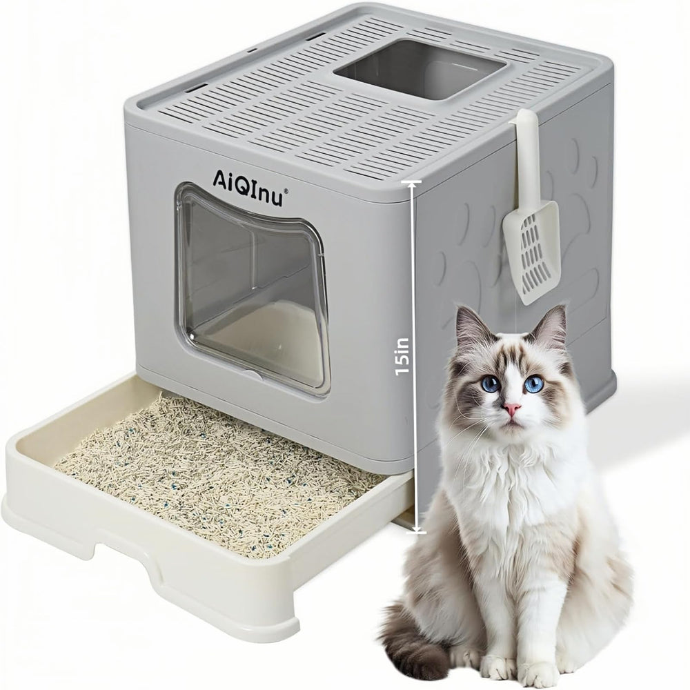 AiQInu Litière XLarge 80L pliable — design pratique facilitant le rangement.