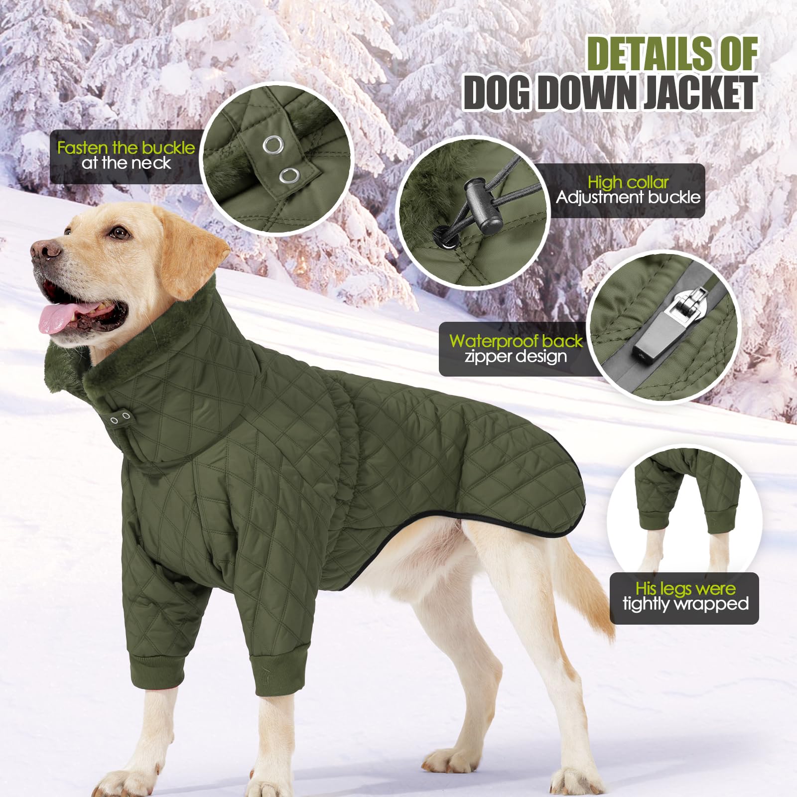 Col peluche doux sur le manteau AITOLI pour chien, chaleur agréable.