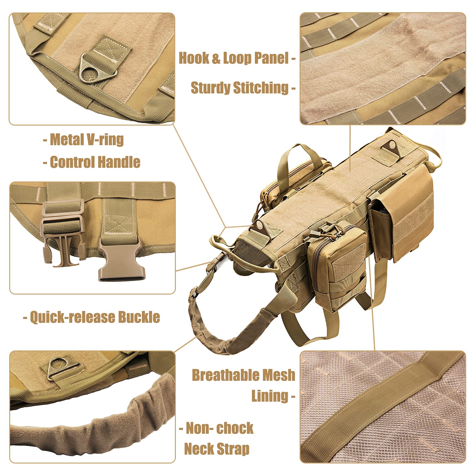 Système MOLLE AIWAI, répartition équilibrée des charges avec accessoires.