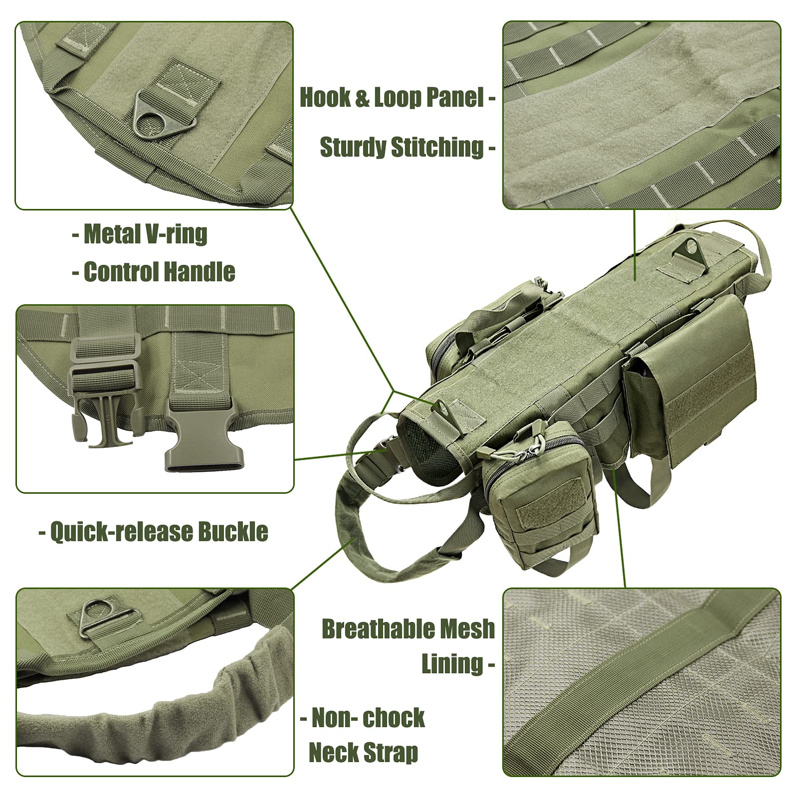 Harnais MOLLE AIWAI pour chien, système polyvalent et équilibrage du poids