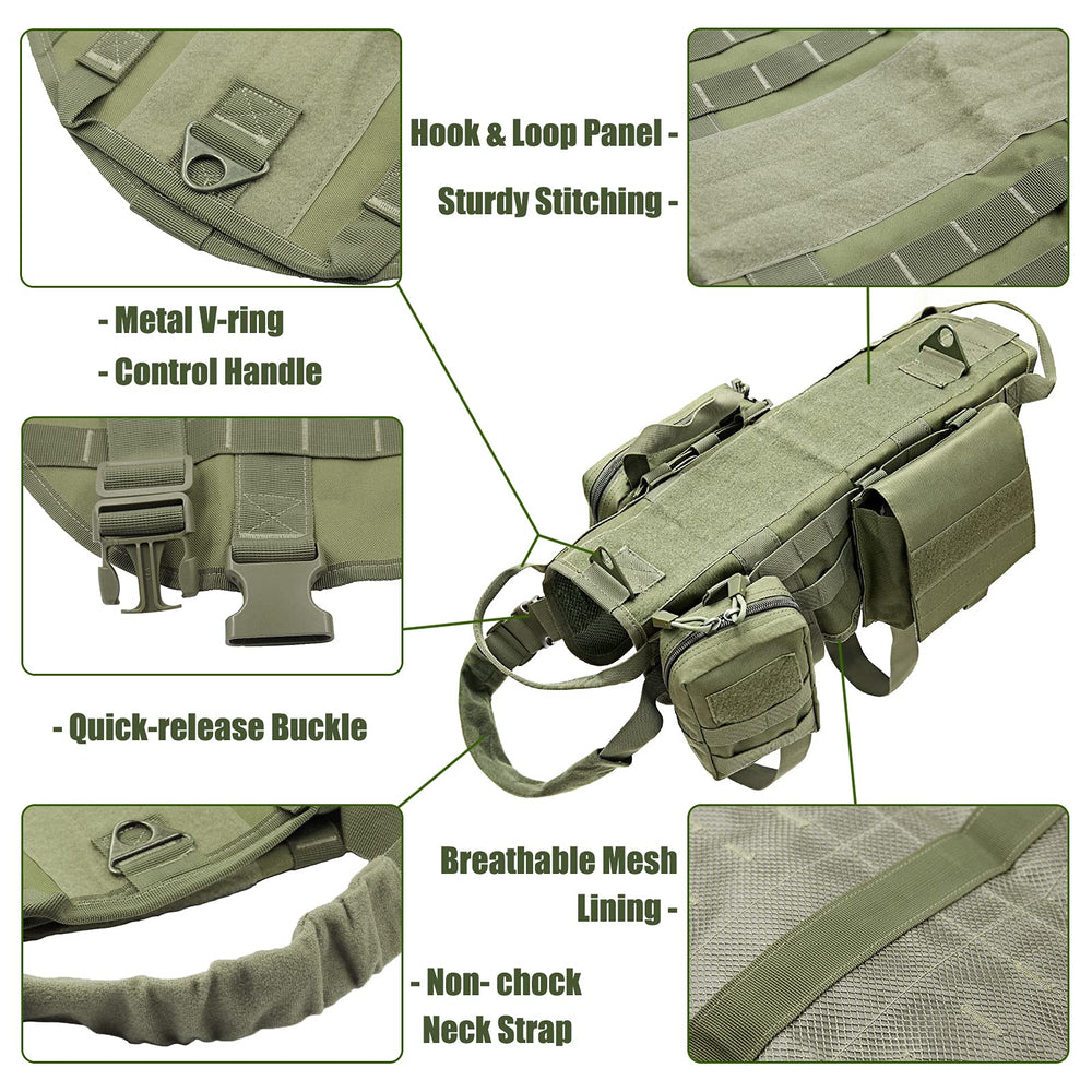 Harnais MOLLE AIWAI pour chien, système polyvalent et équilibrage du poids