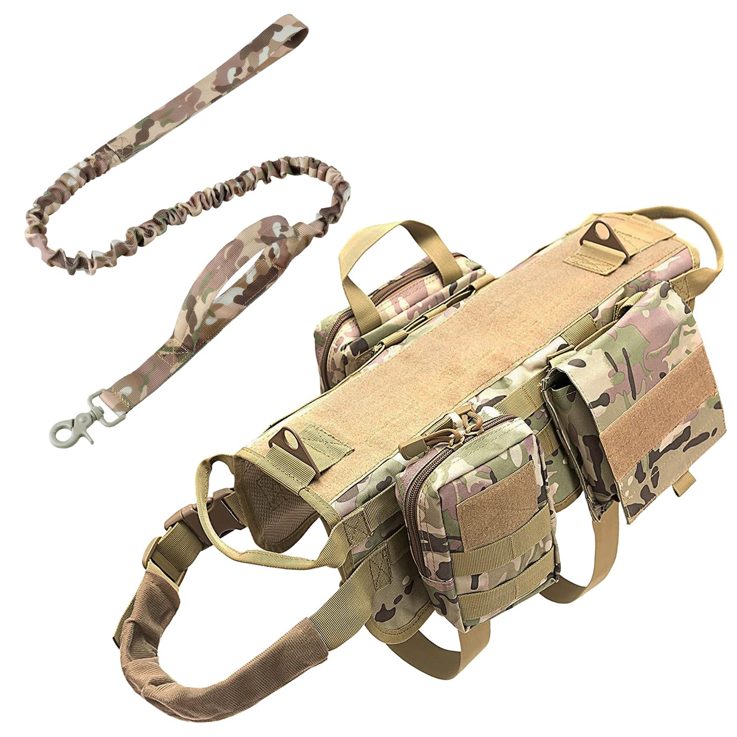 AIWAI harnais tactique pour chien avec poches et camouflage XL, idéal pour la randonnée
