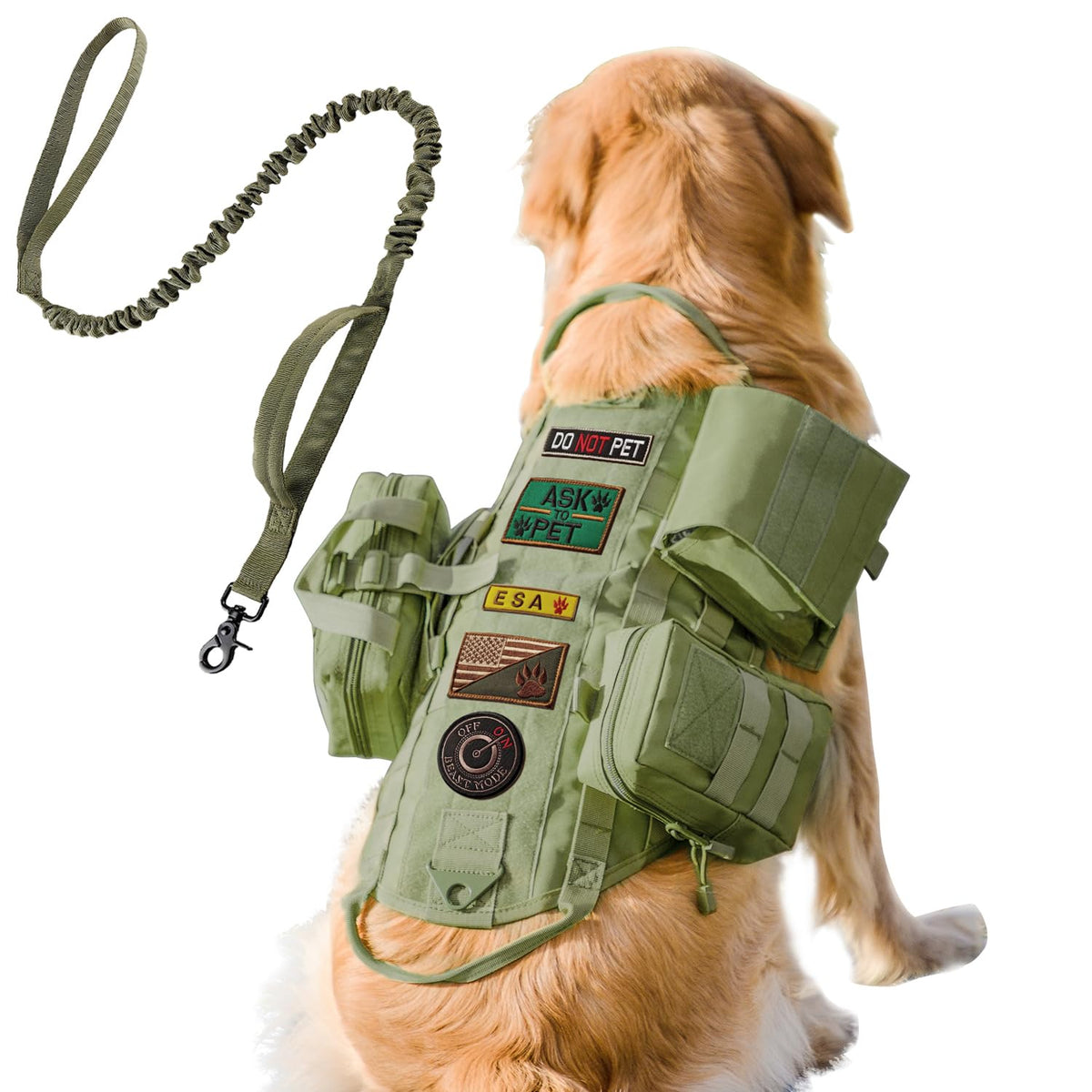 AIWAI harnais tactique avec poches pour chien Vert Armée XL, confort et mobilité