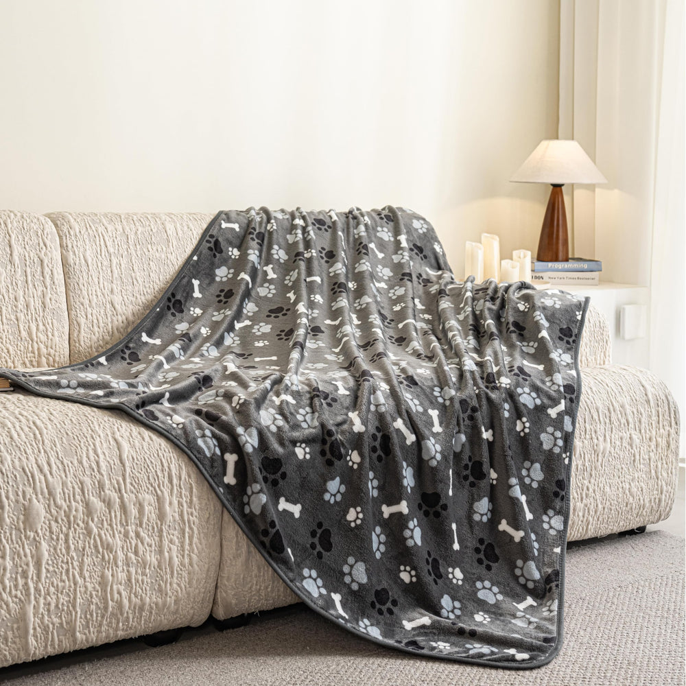 AIWEK couverture chien double-face velours gris, douceur premium