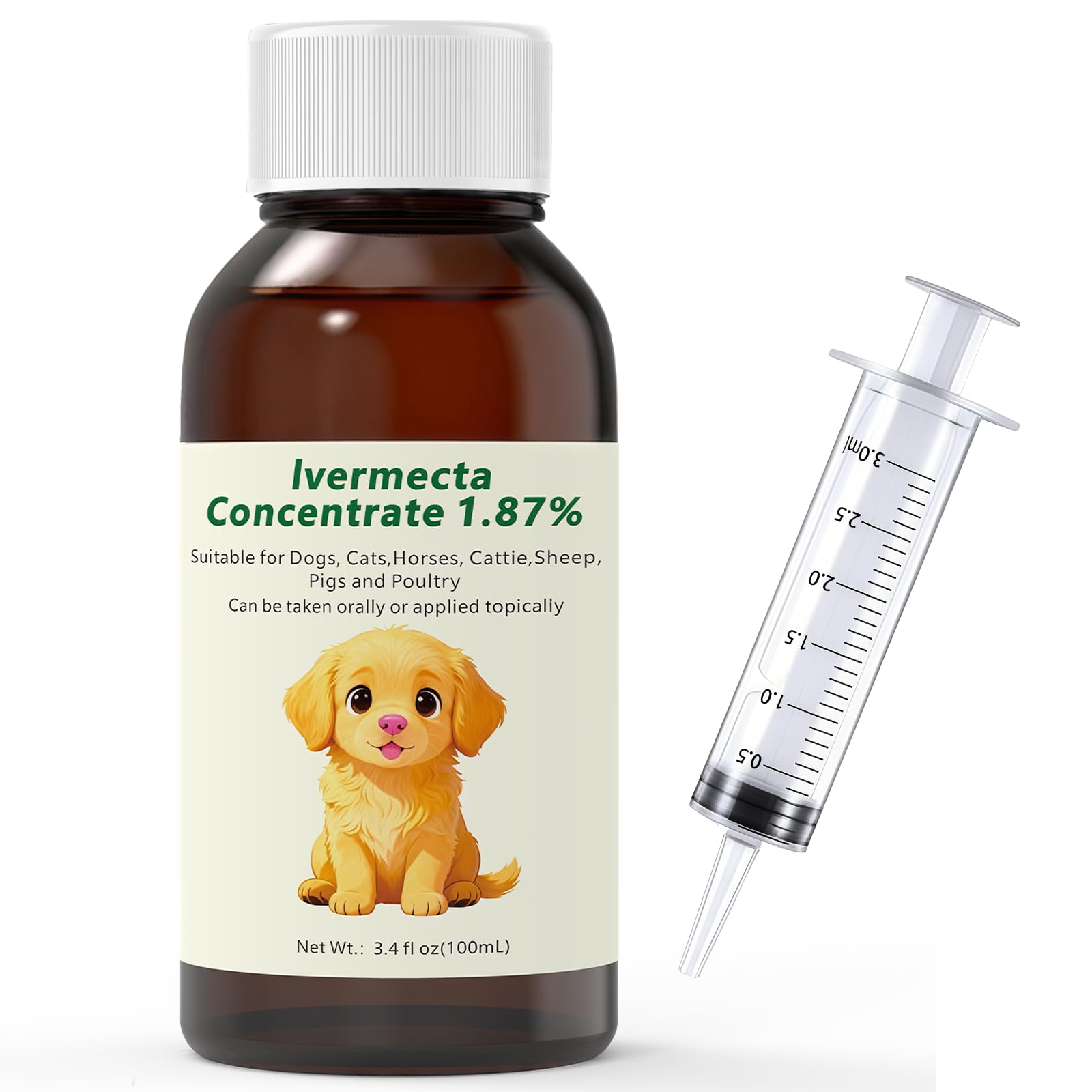 Ajfwm lvermect - bouteille 100 ml, pratique pour le traitement des animaux.
