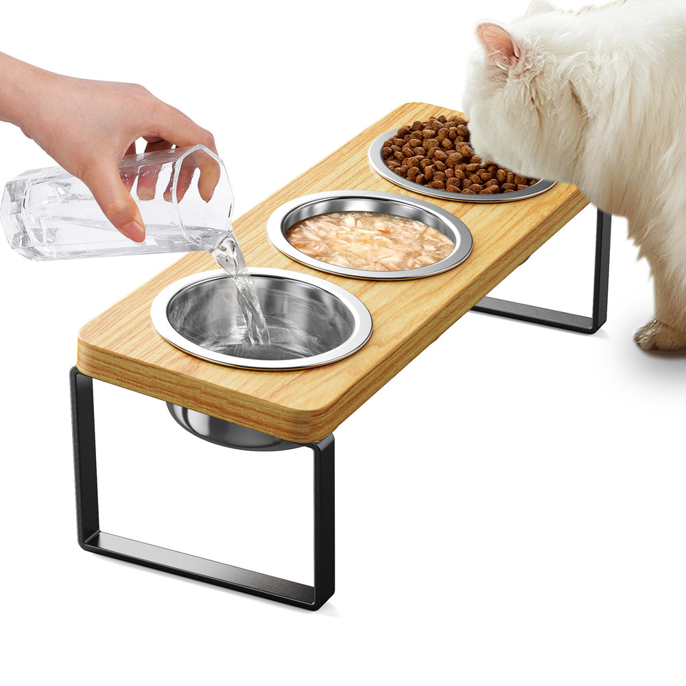 AKAOLA bols eleves chat, trois inox pour repas organise et pratique