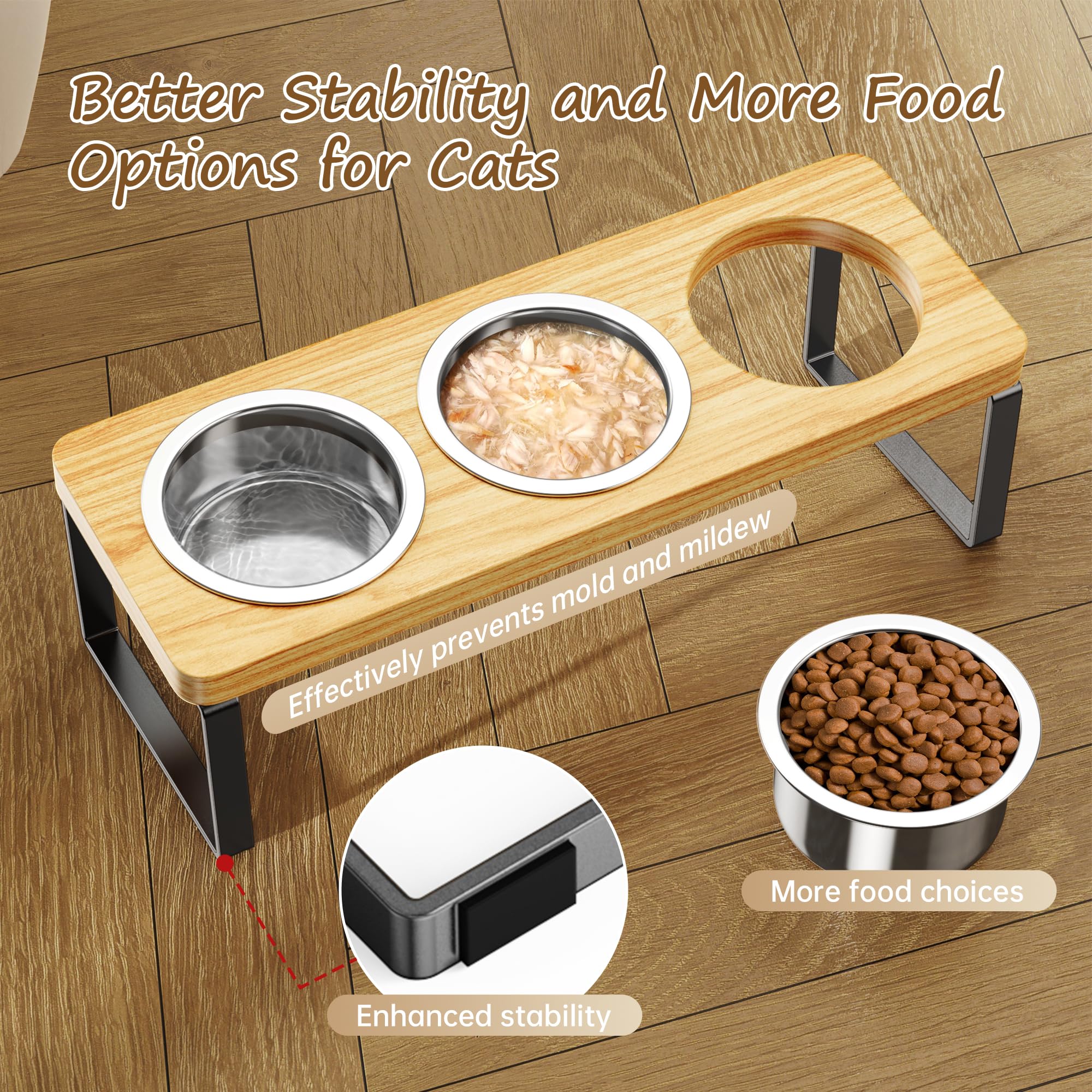 AKAOLA trois bols inox chat, faciles à nettoyer et polyvalents