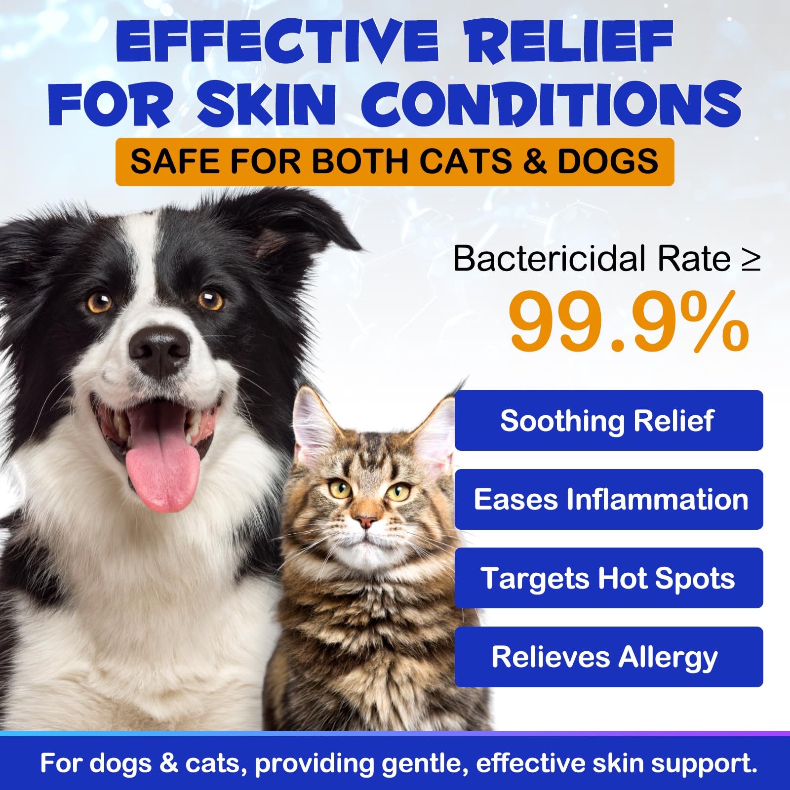 Relief prurit apporté par le spray hydrocortisone Akareni pour chien et chat.