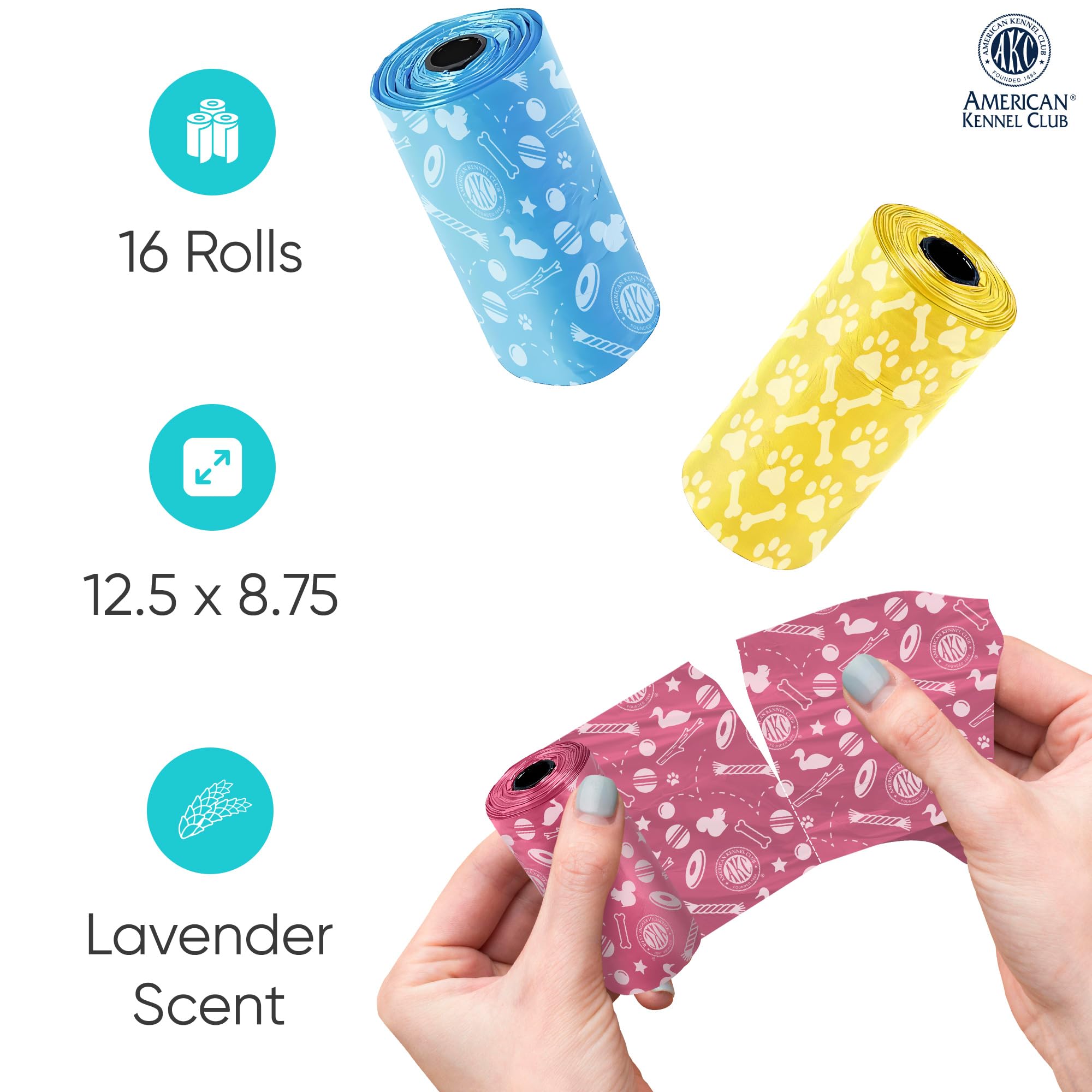 Rouleaux AKC lavande en paquet, pratique et propre