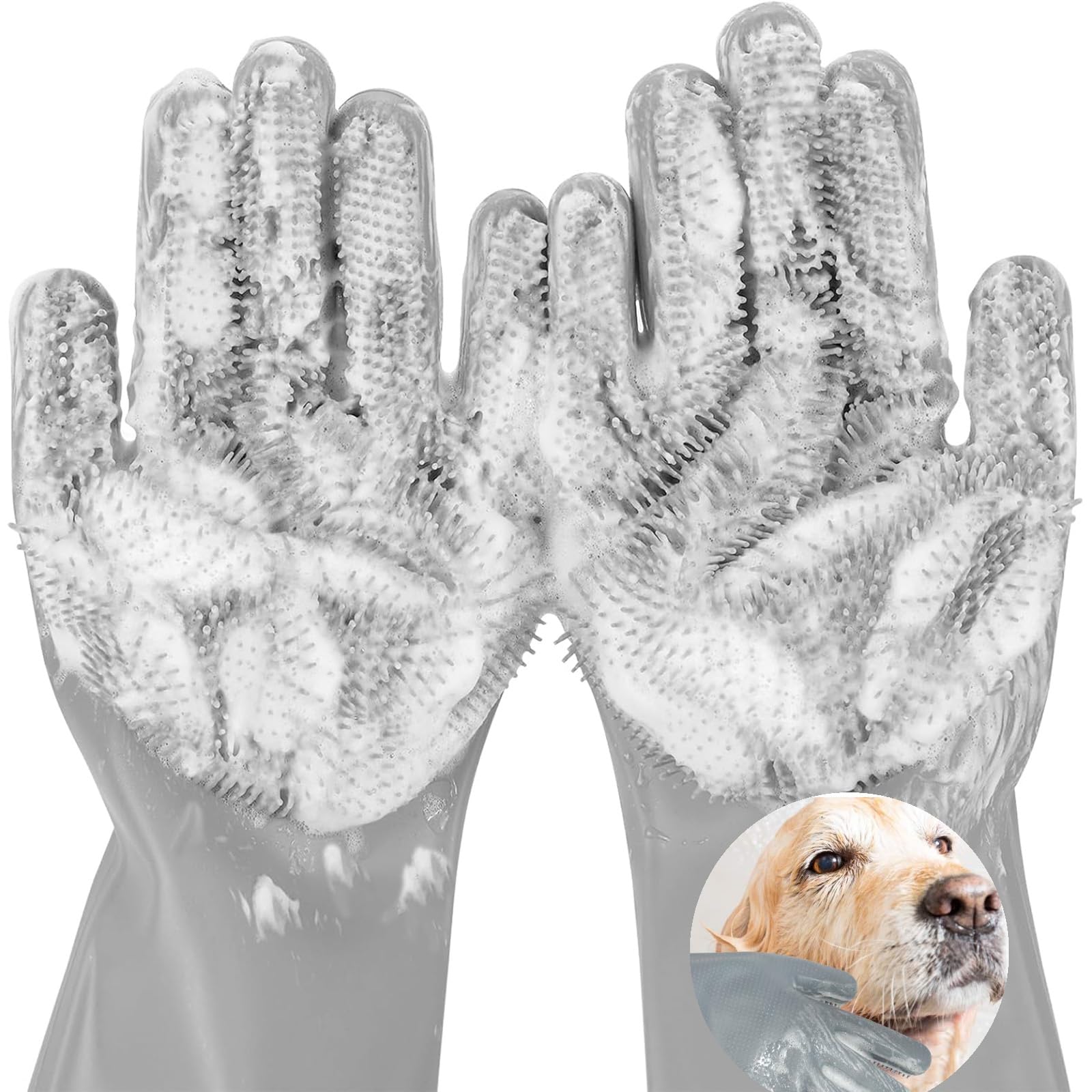 Gants AKEISHE pour chien et chat, deshedding précis et agréable lors du bain.