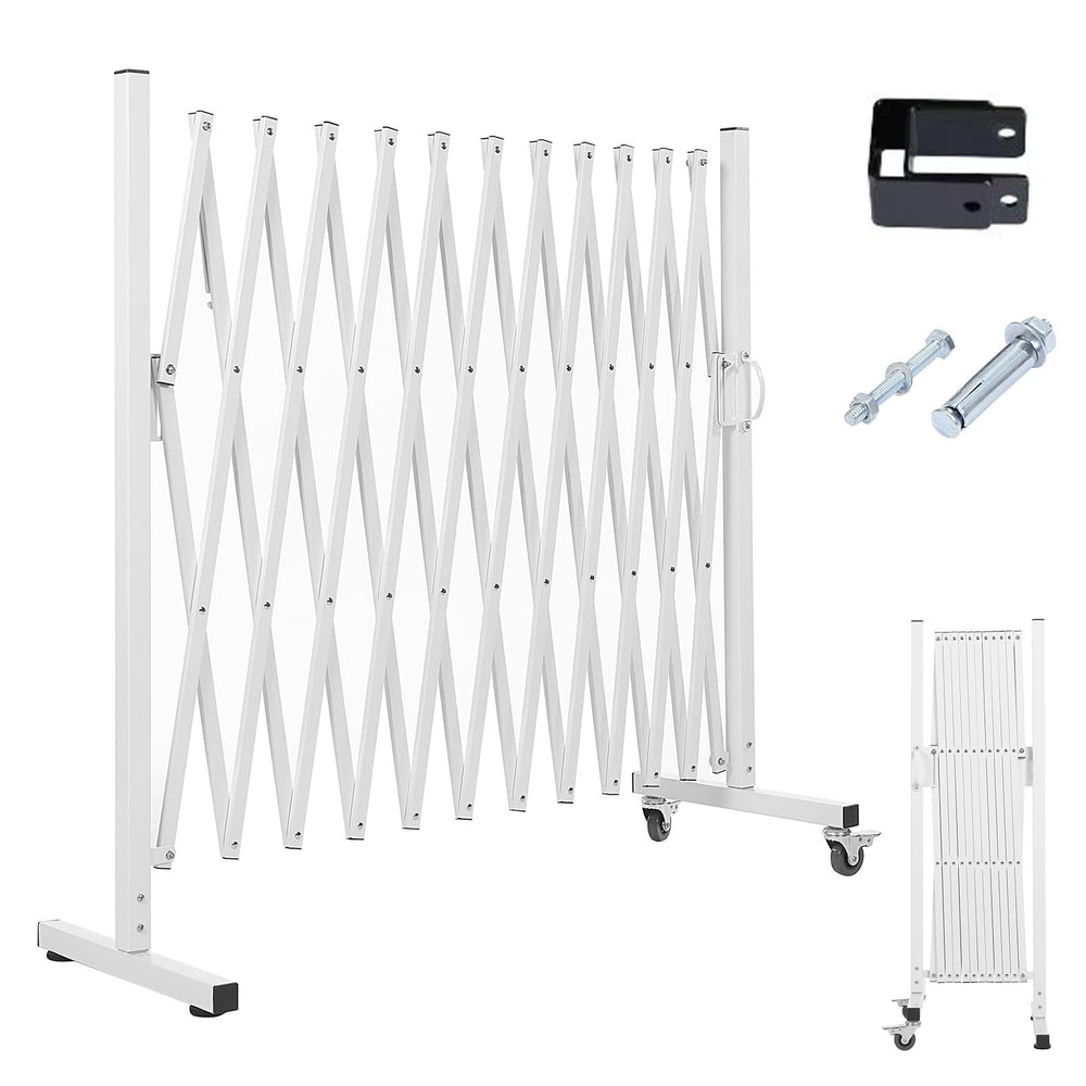 Barrière métallique extensible AkiiGer blanche délimite un espace chien