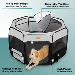 Parc portable Akinerri pour animaux, 8 panneaux, pratique en déplacement.