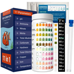 AKSBTEC kit de tests d'aquarium 11 en 1 – détection rapide de l'ammoniaque pour eau douce et salée.