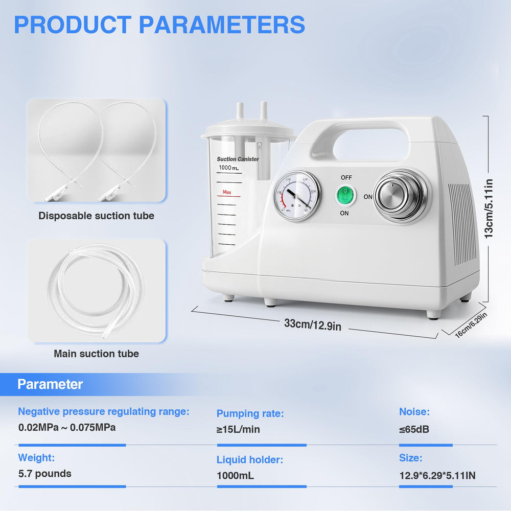 Akvich aspirateur vétérinaire portable, bouton poussoir unique et réglage facile de l'aspiration.