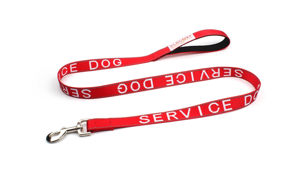ALBCORP Laisse-Service-Dog Visibilite-Haute : fil réfléchissant et broderie SERVICE DOG.