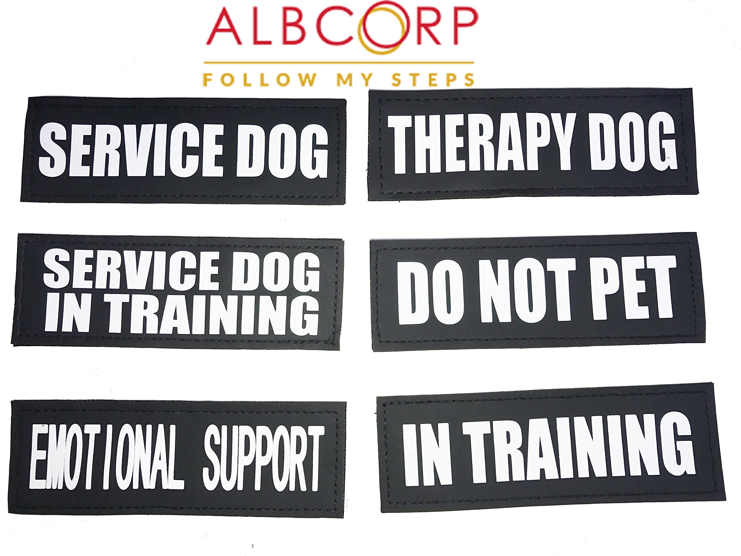 Sept modèles Albcorp disponibles pour indiquer le statut du chien de service.