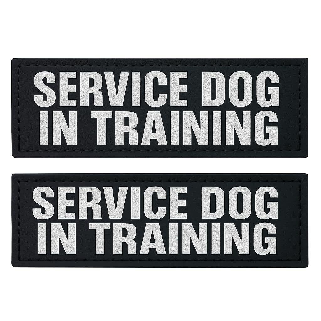 Patchs Albcorp réfléchissants pour chien de service améliorant la visibilité nocturne.