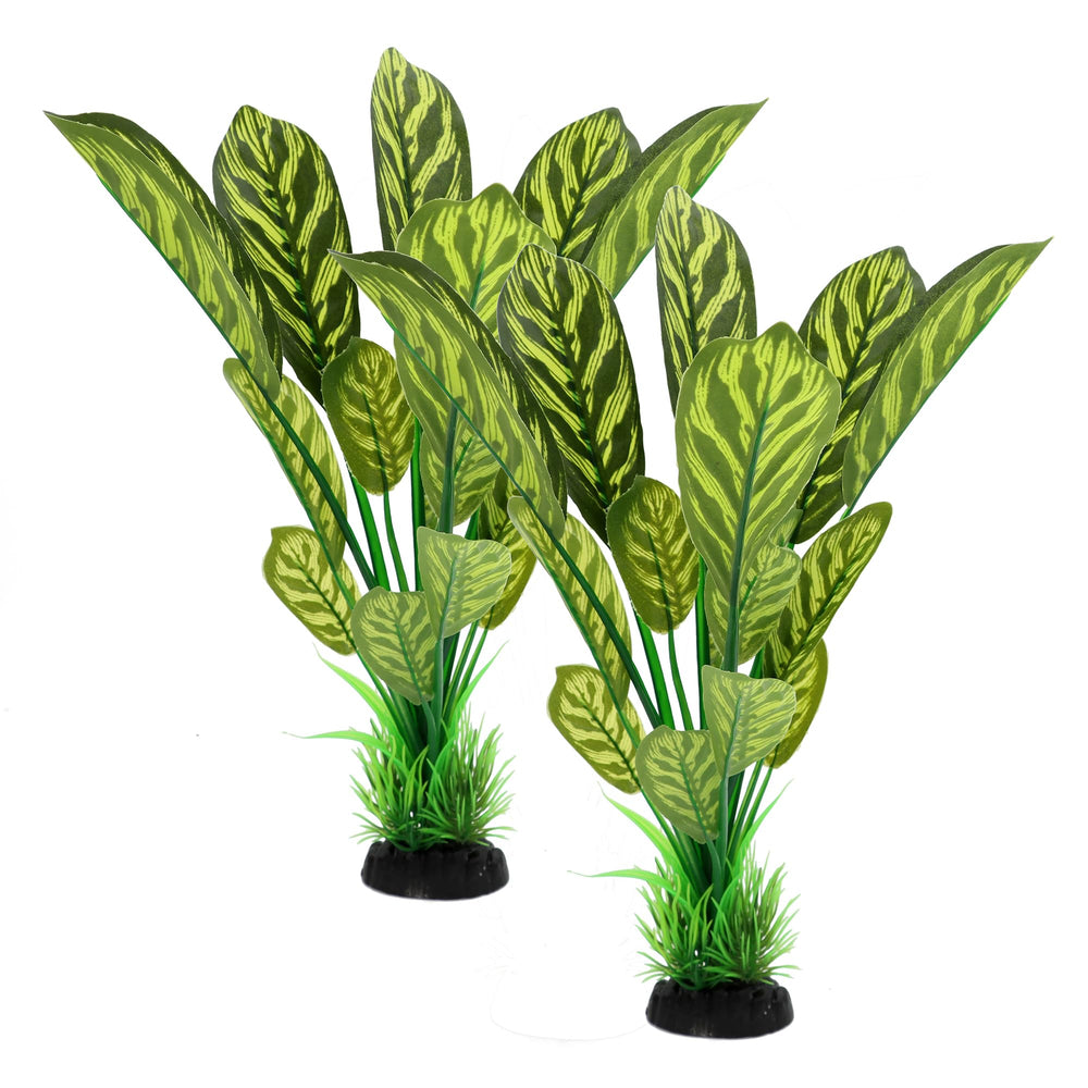 ALEGI plantes d'aquarium en soie 12 pouces duo décor vert rayé, effet réaliste