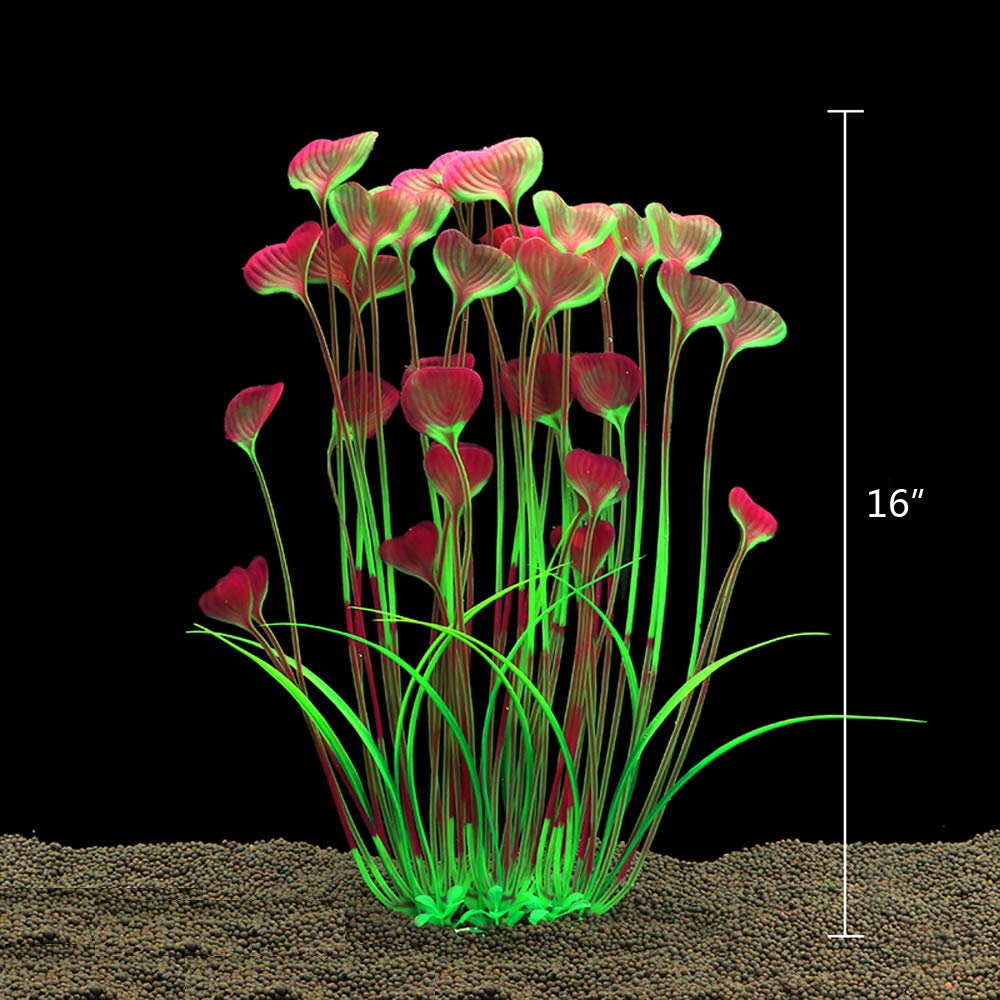 ALEGI ensemble de deux plantes artificielles pour aquarium, décor florale réaliste 16 pouces.