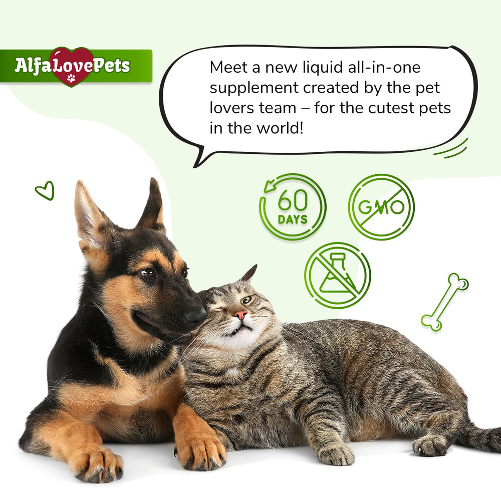 Emballage pratique Alfa Love Pets en flacon de 2 onces.